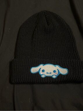 Black Kids Beanie with Blue & White Character Patch